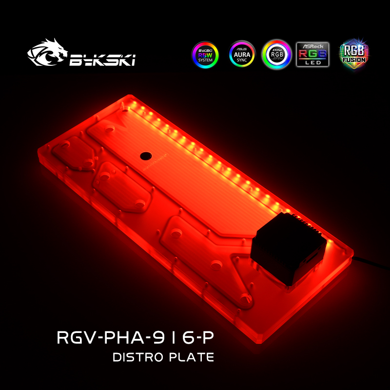 Distro Plate Ddc Pump Combo - Bykski RGV-PHA-916-P アクリルディストロプレート/ボードリザーバー PHANKTEKS 916 PCケース/水冷システム/コンボDDCポンプ用